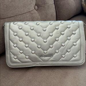 LOVE MOSCHINO / studded Quilted Faux Leather Shoulder Bag